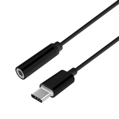 AISENS Conversor USB-C a audio estilo Apple, USB-CM-Jack 3.5H, Negro, 15 cm