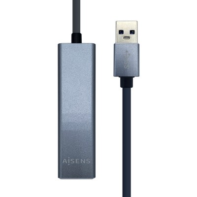 AISENS Conversor USB 3.0 a ethernet gigabit 101001000 Mbps + Hub 3 x USB 3.0, Gris, 15 cm