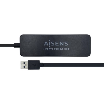 AISENS Hub USB 3.0, Tipo AM - 4 x Tipo AH, Negro, 30 cm