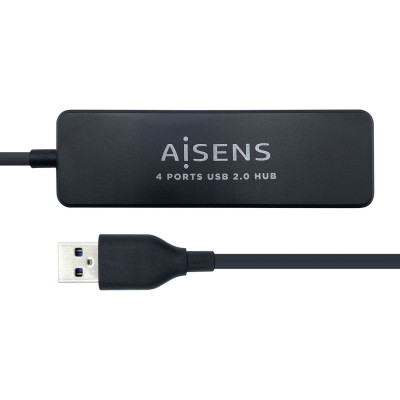 AISENS Hub USB 2.0, Tipo AM - 4 x Tipo AH, Negro, 30 cm