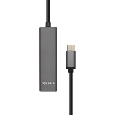 AISENS Hub USB 3.1 USB-C, USB-CM - 4 x Tipo AH, Gris, 15 cm