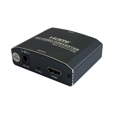 AISENS Conversor SVGA+Audio a HDMI con alimentación, SVGAH+JACK 3.5H-HDMI AH, Negro