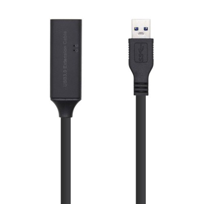 AISENS Cable USB 3.0 Prolongador con amplificador y alim., Tipo AM-AH, Negro, 15m