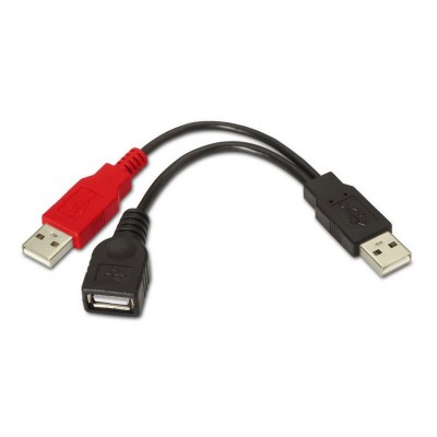 AISENS A101-0030 cable USB 0,15 m USB 2.0 2 x USB A USB A Negro, Rojo