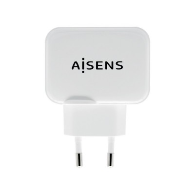 AISENS Cargador USB 17W 5V3.4A, 2xUSB Con Control AI, Blanco