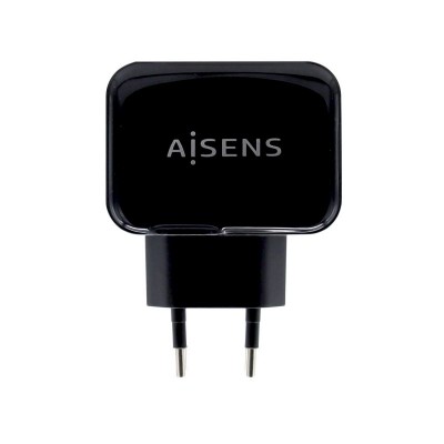 AISENS Cargador USB 17W 5V3.4A, 2xUSB Con Control AI, Negro