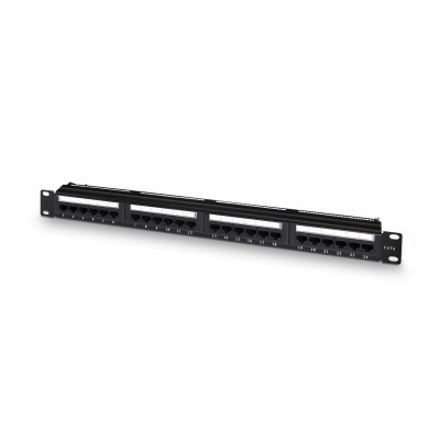 AISENS Panel De Parcheo De 24 Puertos RJ45 Cat.6 UTP, 19" 1U Dual IDC Con Gestion De Cables, Negro