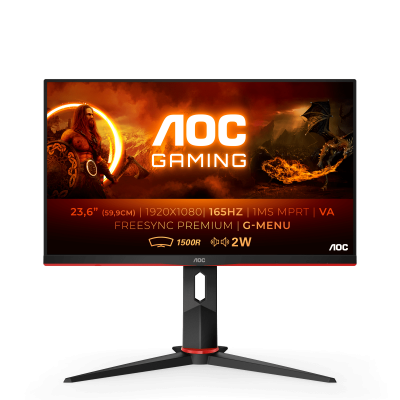 AOC G2 C24G2AEBK pantalla para PC 59,9 cm (23.6") 1920 x 1080 Pixeles Full HD LED Negro, Rojo