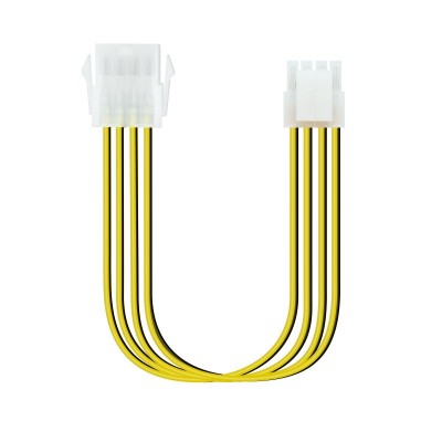 TooQ Cable de Alimentación Extensor para Fuentes de Alimentación, 8 PinesH-4+4 PinesM, NegroAmarillo, 30 cm