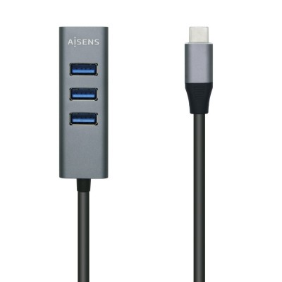 AISENS Hub USB 3.1 USB-C, USB-CM - 4x Tipo AH, Gris, 10 cm