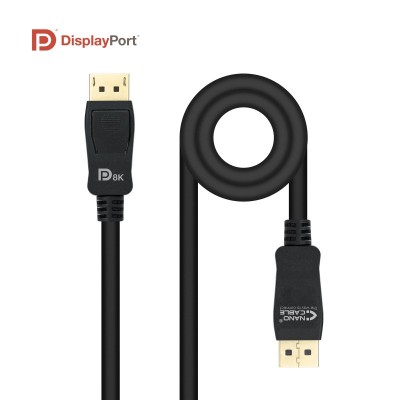 Nanocable Cable DISPLAYPORT 1.4 CERTIFICADO VESA, DPM – DPM, Negro, 1.5 m