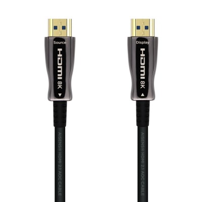 AISENS Cable HDMI V2.1 AOC Ultra Alta Velocidad  HEC 8k@60Hz 4k@120Hz 4:4:4 48Gbps, AM-AM, Negro, 10m