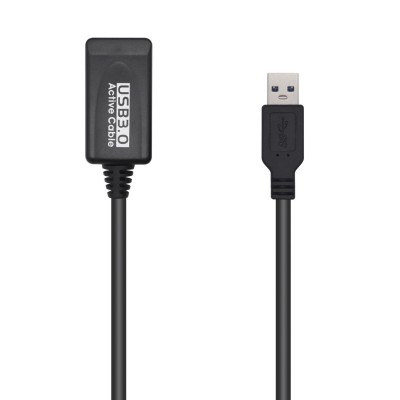 AISENS Cable USB 3.0 Prolongador Con Amplificador, Tipo AM-AH, Negro, 5.0m