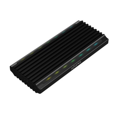 AISENS Caja Externa M.2 RGB Gaming ASM2-RGB012B SATANVMe A USB3.1 Gen2, Negra