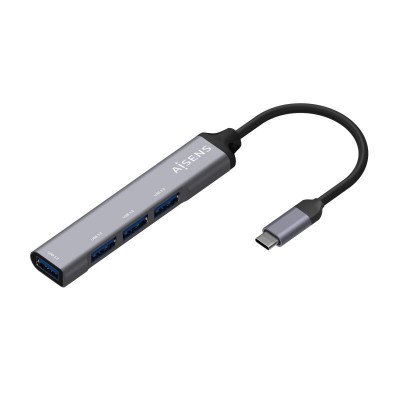 AISENS Hub USB 3.1 USB-C, Tipo CM - 4x Tipo AH, Gris, 10 cm