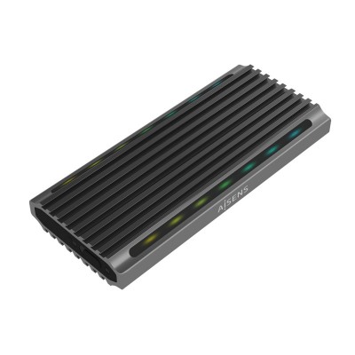 AISENS Caja Externa M.2 RGB Gaming ASM2-RGB011GR SATANVMe A USB3.1 Gen2, Gris