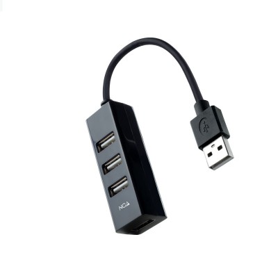 Nanocable Hub USB 2.0 con 4 Puertos de USB 2.0, USB-AM-USB 2.0H, Negro, 15 cm