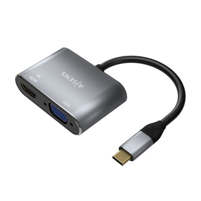 AISENS Conversor USB-C a VGAHDMI 4K, USB-CM-VGAH-HDMIH, Gris, 15CM