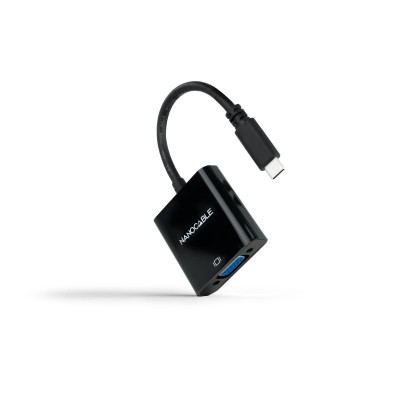 Nanocable Conversor USB-C a VGA, USB-CM-VGAH, Negro, 10 cm