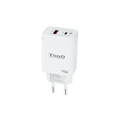 TooQ Cargador de Pared GaN USB-CPD + USB-AQC 45W, Blanco