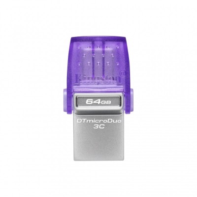 Kingston Technology DataTraveler microDuo 3C unidad flash USB 64 GB USB Type-A  USB Type-C 3.2 Gen 1 (3.1 Gen 1) Púrpura, Acero