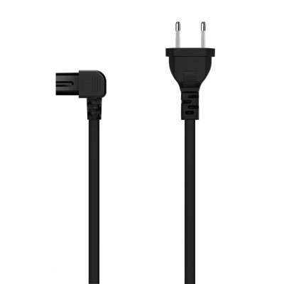 AISENS Cable Alimentación Acodado Forma 8, CEE716M-C7H, Negro, 1.8M