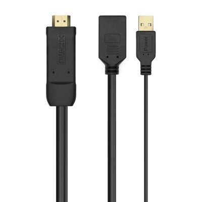 AISENS Conversor Activo HDMI 2.0 + USB Alim. a DISPLAYPORT V1.2, HDMIM-USBM-DPH, Negro, 10CM