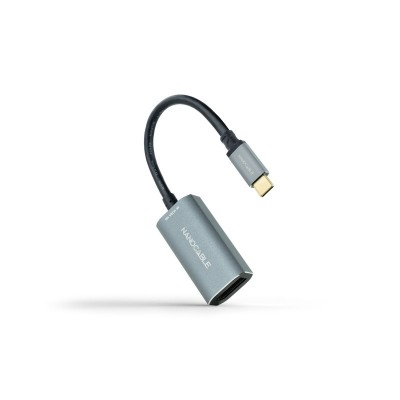 Nanocable Conversor USB-C a DisplayPort 8K Aluminio, 15 cm, Gris