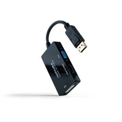 Nanocable Conversor DISPLAYPORT a HDMIDVIVGA, 20 cm, Negro