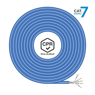 AISENS Cable de Red RJ45 LSZH CPR Dca CAT.7 600 MHZ SFTP AWG23, Azul, 100 m