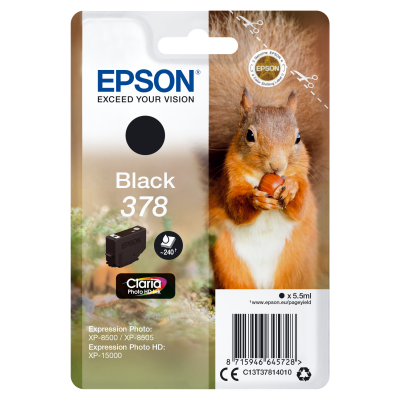 Epson Squirrel Singlepack Black 378 Claria Photo HD Ink