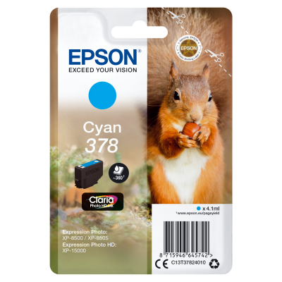 Epson Squirrel Singlepack Cyan 378 Claria Photo HD Ink