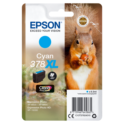 Epson Squirrel Singlepack Cyan 378XL Claria Photo HD Ink