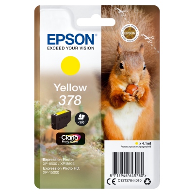 Epson Squirrel Singlepack Yellow 378 Claria Photo HD Ink