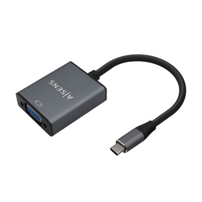 AISENS Conversor Aluminio USB-C a VGA, USB-CM-HDB15H, Gris, 15cm