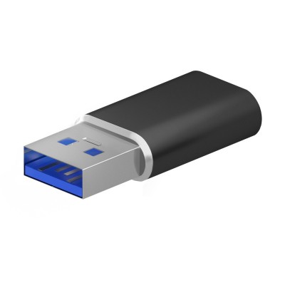 AISENS Mini Adaptador USB 3.2 Gen2  USB 2.0 3A, Tipo USB-CH-AM, Negro