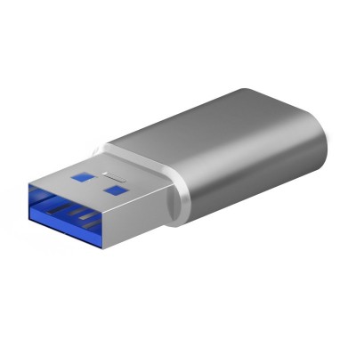 AISENS Mini Adaptador USB 3.2 Gen2  USB 2.0 3A, Tipo USB-CH-AM, Gris