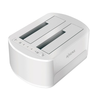 AISENS Estacion de Docking de Doble Bahia ASDS-D02W SATA 2.53.5 a USB 3.03.1 Gen1, Clone, Blanca