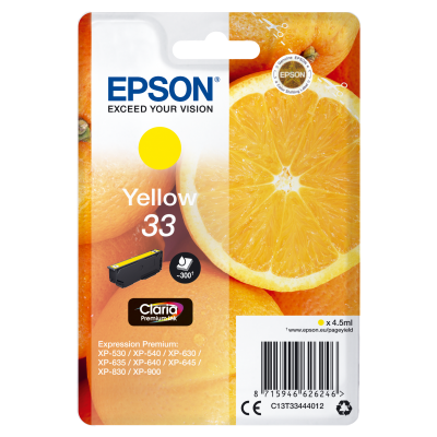 Epson Oranges Singlepack Yellow 33 Claria Premium Ink