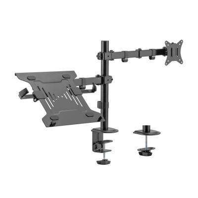 AISENS Soporte de Mesa Giratorio e Inclinable para Portatil y MonitorTV 9Kg de 17-32, Negro