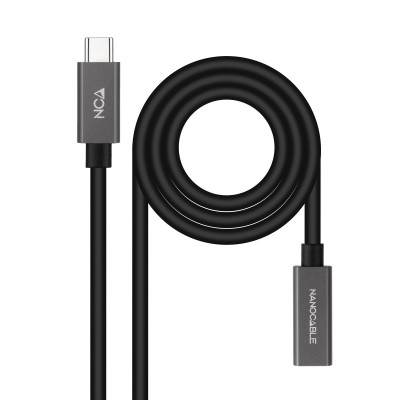 Nanocable Cable Prolongador USB-C 3.2 Gen2x2 20Gbps 3A, 4K60Hz, USB-CM-USB-CH, Negro, 0.5 m