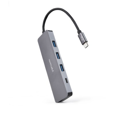 Nanocable Hub USB-C a 3xUSB3.0H + 1xUSB-CH Aluminio 10 cm, Gris