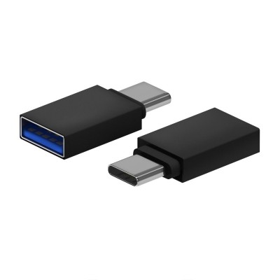 AISENS Mini Adaptador Aluminio USB 3.2 Gen1 3A, Tipo USB-CM-AH, Negro