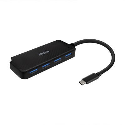 AISENS Hub USB 3.1 USB-C, USB-CM-4x Tipo AH, Negro, 15cm