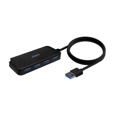 AISENS Hub USB 3.0, Tipo AM-4x Tipo AH, Negro, 60cm