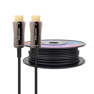 Nanocable Cable HDMI V2.1 AOC 8K@60Hz 4K@120Hz 48Gbps AM-AM, Negro, 100 m