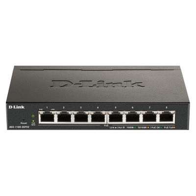 D-Link DGS-1100-08PV2 Gestionado L2L3 Gigabit Ethernet (101001000) Energía sobre Ethernet (PoE) Negro