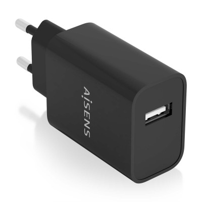 AISENS Cargador USB 10W alta eficiencia, 5V2A, Negro