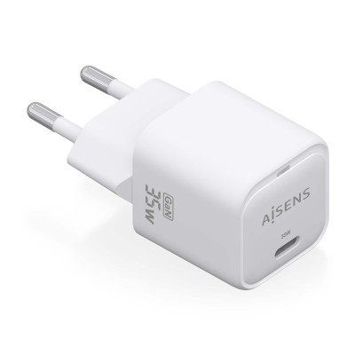 AISENS Cargador GaN 35W, 1xUSB-C PD3.0 QC4.0, Blanco