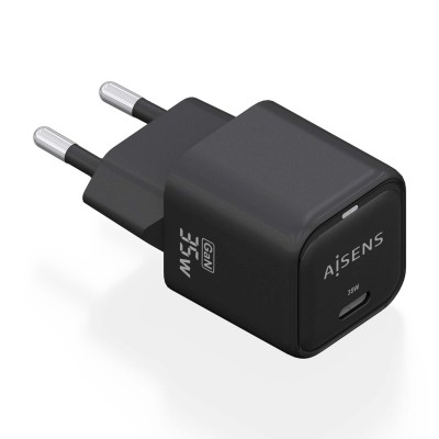 AISENS Cargador GaN 35W, 1xUSB-C PD3.0 QC4.0, Negro